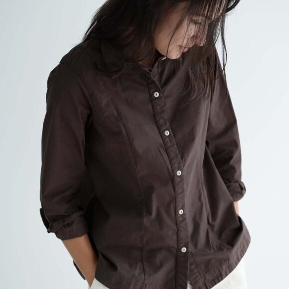 Rusty Brown Stretchy Casual Button Down - Picture 1 of 7